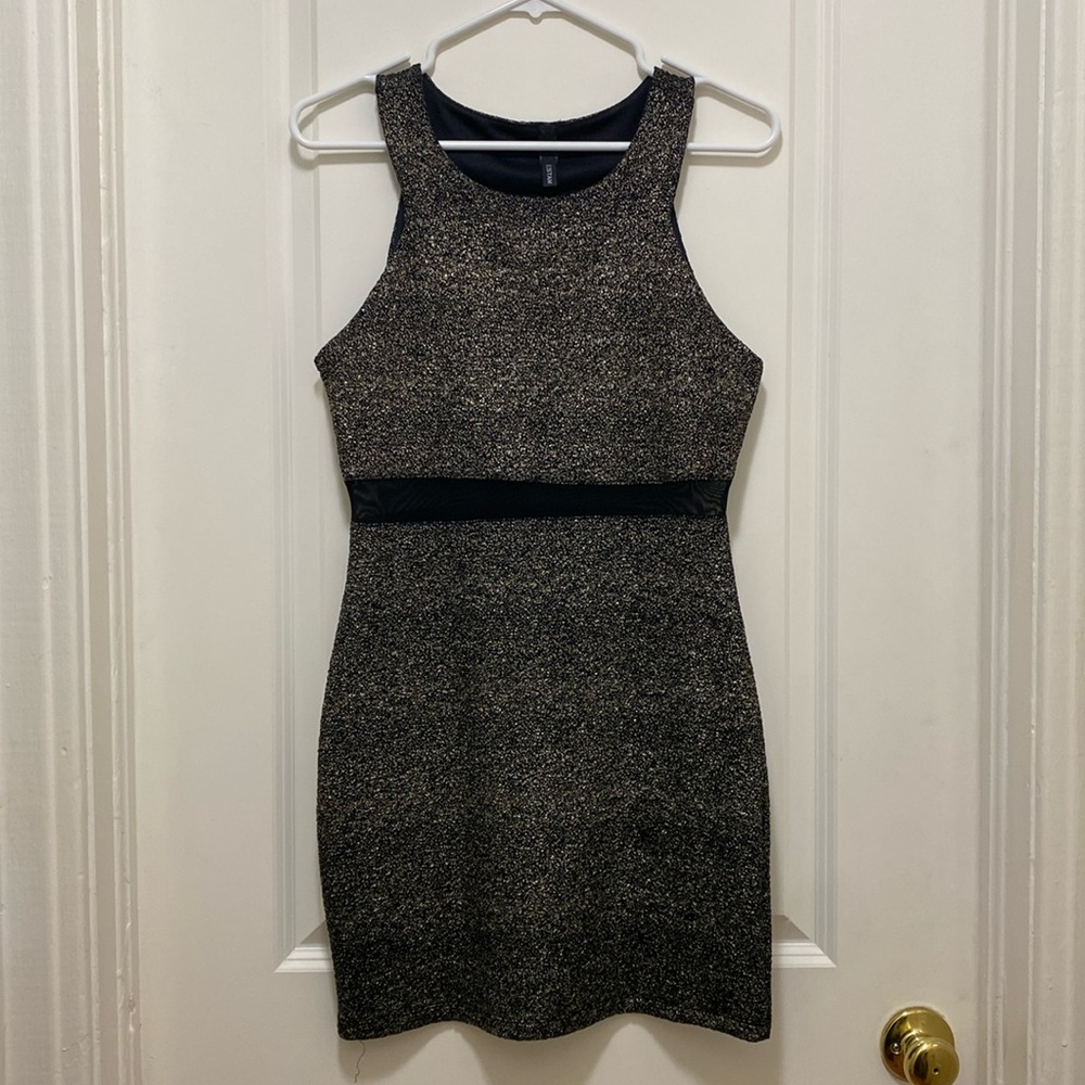 Estam black and gold cocktail dress with sheer waist size L (I would say M)